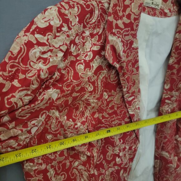 Red Baroque Print Jacket Women's Large Lightweight Inge Rojay Boulder CO - Picture 7 of 10